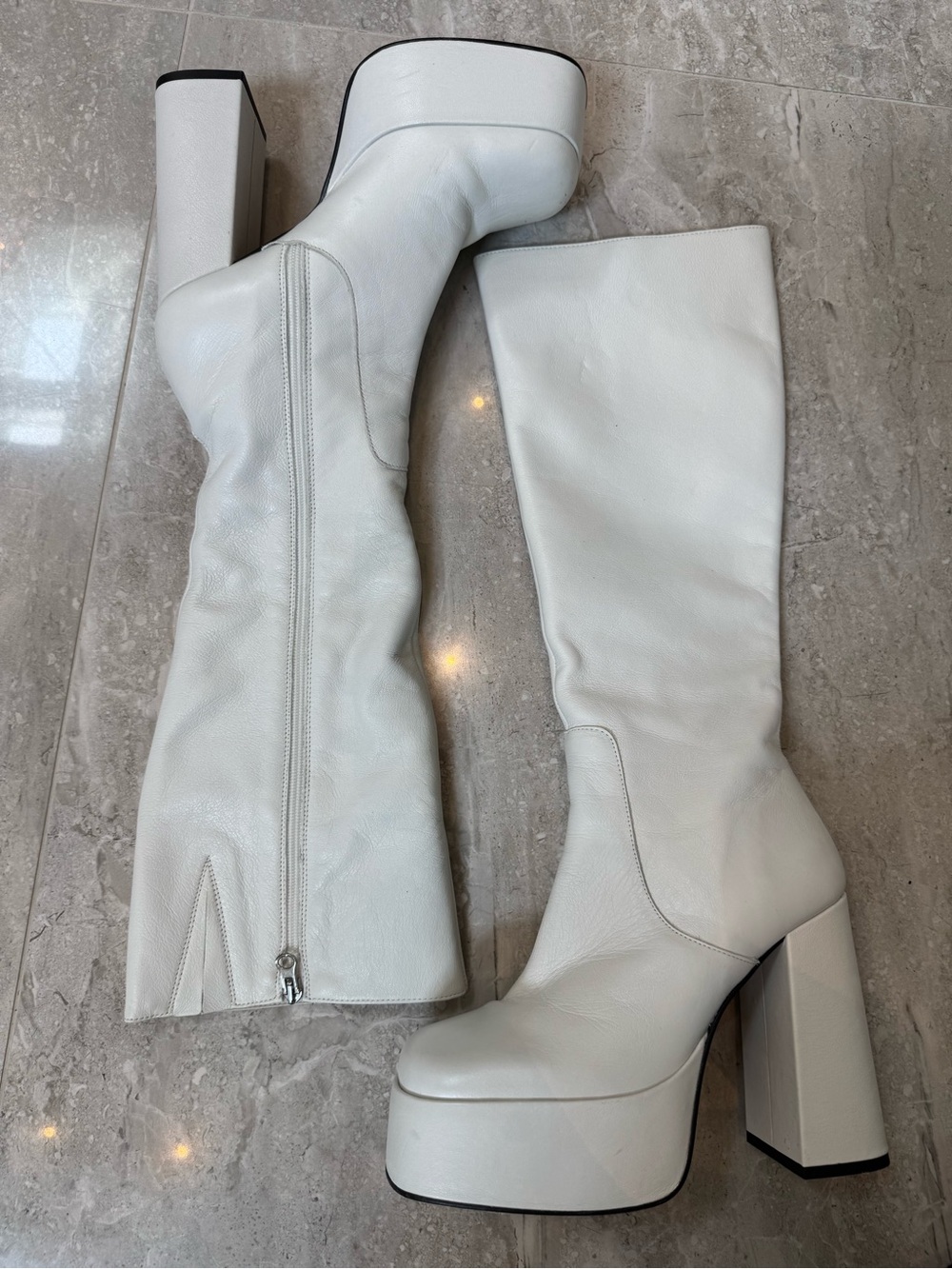 Women’s Cream Platform Boots — Sleek Minimal Design
